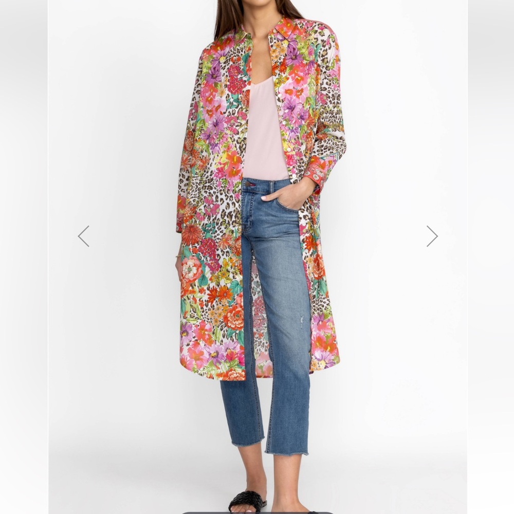 Johnny Was Wild Garden Relaxed Overshirt Floral Multicolor $199 MSRP Size Large - Picture 3 of 9